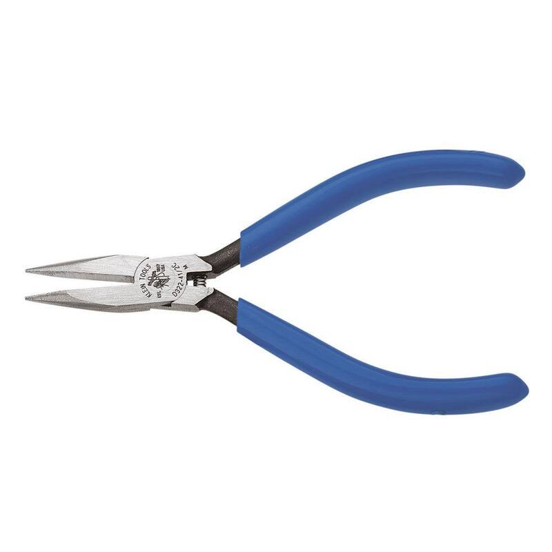 Klein Tools 4 in. Midget Long-Nose Pliers with Slim Nose and Spring - D322-4 1/2C
