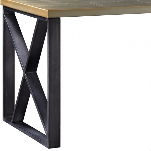 Homeroots 31 x 34 x 70 in. Gold Aluminum, Metal & Engineered Wood Desk - 347513