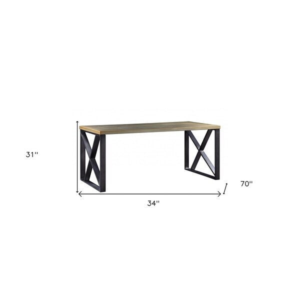 Homeroots 31 x 34 x 70 in. Gold Aluminum, Metal & Engineered Wood Desk - 347513