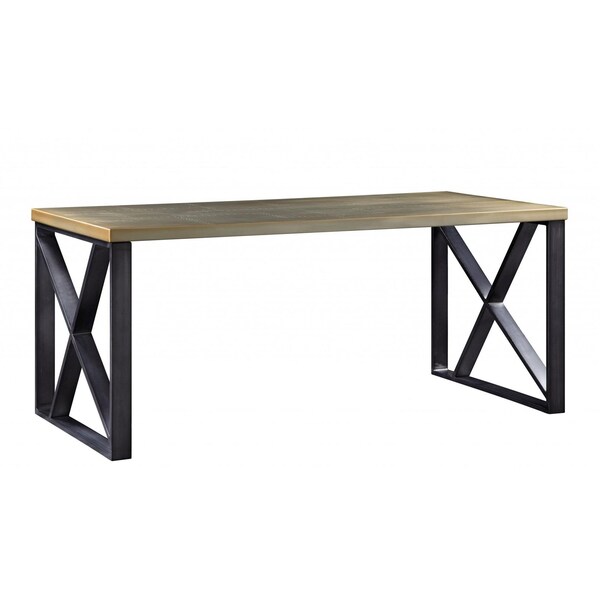 Homeroots 31 x 34 x 70 in. Gold Aluminum, Metal & Engineered Wood Desk - 347513