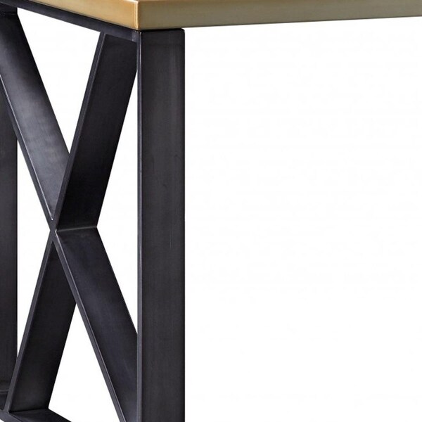 Homeroots 31 x 34 x 70 in. Gold Aluminum, Metal & Engineered Wood Desk - 347513