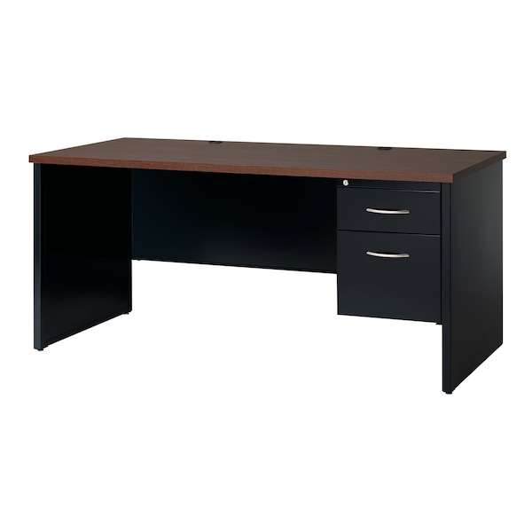 Hirsh Desk Pedestal, 30 in D X 29 1/2 in H, 66 in W X Steel, Black/Walnut - 20537