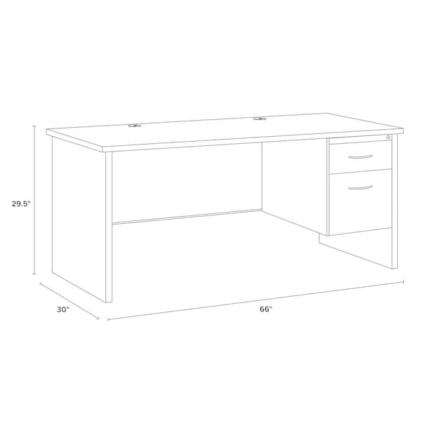 Hirsh Desk Pedestal, 30 in D X 29 1/2 in H, 66 in W X Steel, Black/Walnut - 20537