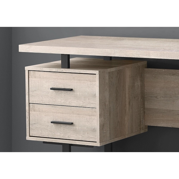 Homeroots 30.25 in. Taupe Reclaimed Wood Particle Board & Black Metal Computer Desk - 333519