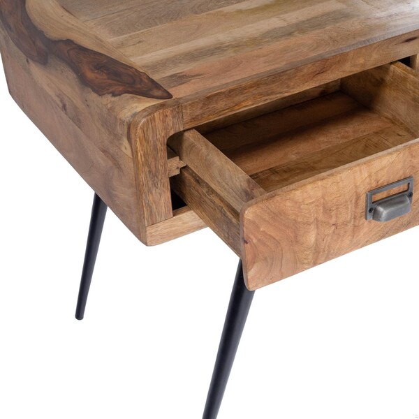 Homeroots 30 x 54.25 x 24.5 in. Natural Wood & Metal Desk - 389438