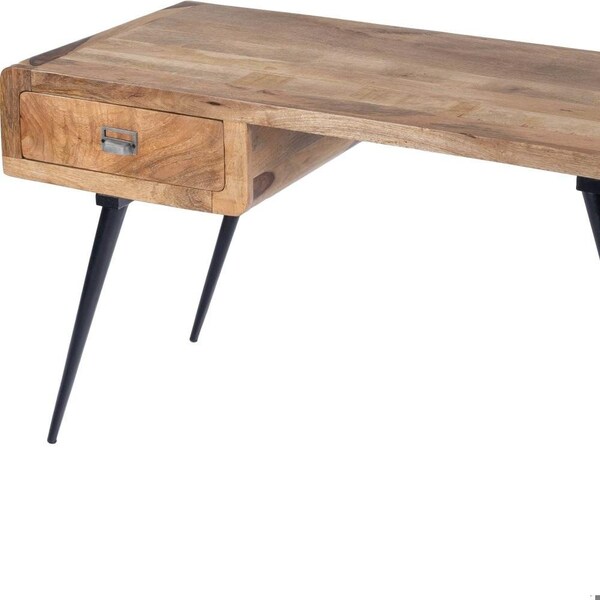 Homeroots 30 x 54.25 x 24.5 in. Natural Wood & Metal Desk - 389438
