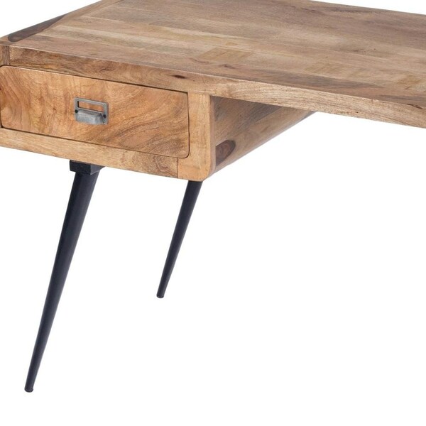 Homeroots 30 x 54.25 x 24.5 in. Natural Wood & Metal Desk - 389438