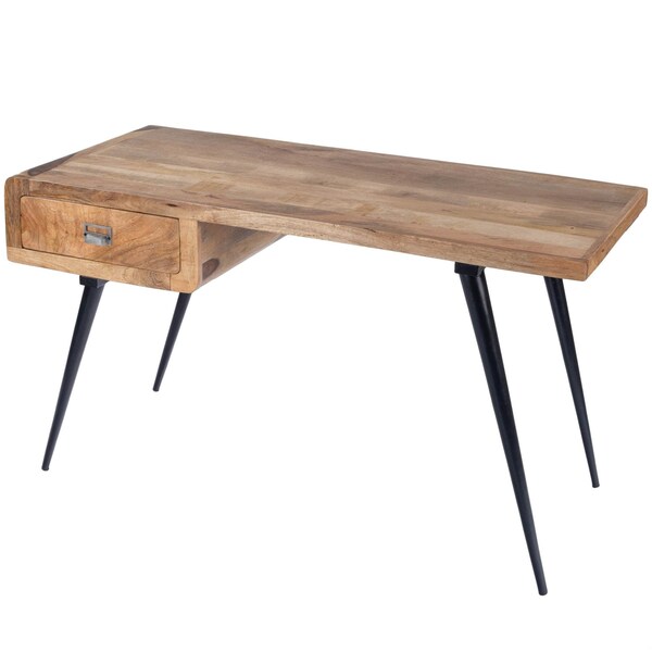 Homeroots 30 x 54.25 x 24.5 in. Natural Wood & Metal Desk - 389438