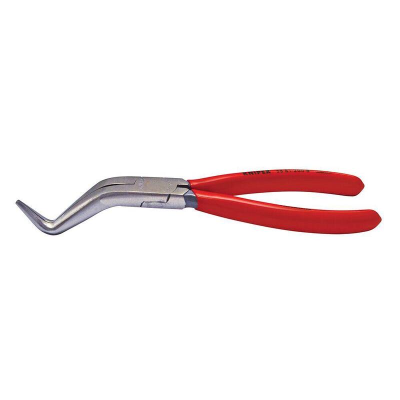 KNIPEX 8 in. Long Nose Pliers W/O Cutter-Double Angled - 38 81 200 B