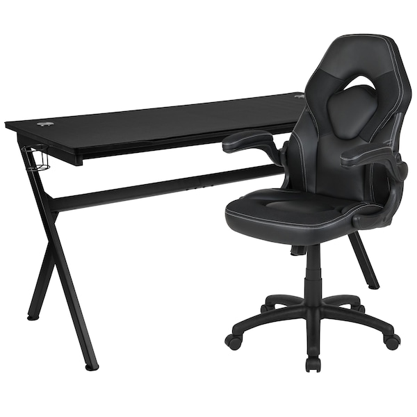 Flash Furniture Black Gaming Desk and Chair Set with Cup Holder - BLN-X10D1904L-BK-GG