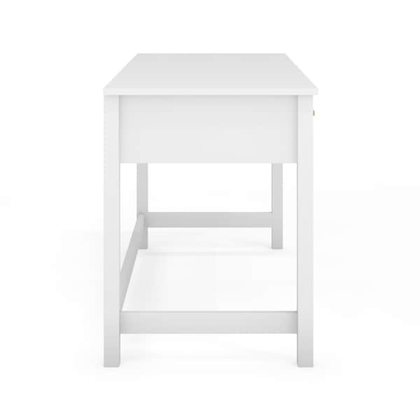 Martha Stewart Hutton Shaker Style Home Office 3 Drawer Desk in White w/Polished Brass Hardware - ZG-ZP-20-WH-GLD-MS