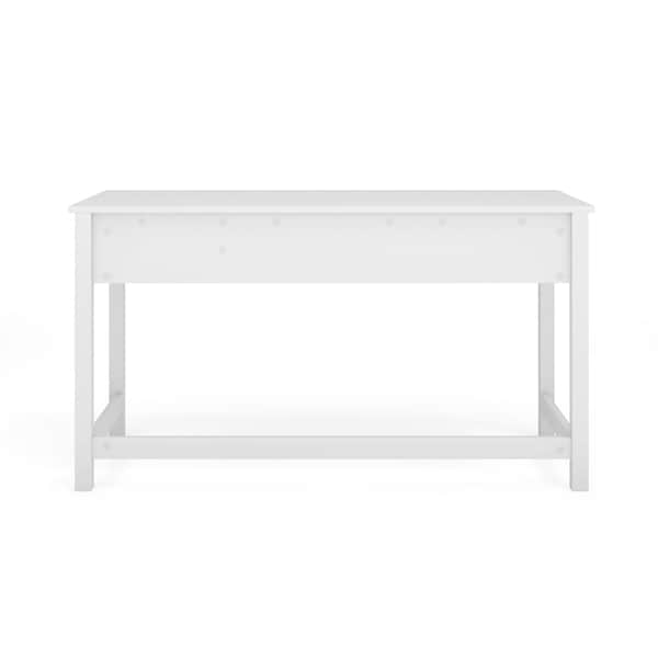 Martha Stewart Hutton Shaker Style Home Office 3 Drawer Desk in White w/Polished Brass Hardware - ZG-ZP-20-WH-GLD-MS