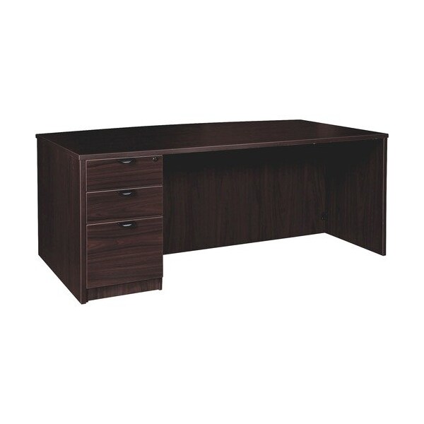 Lorell DESK, LT, SGLPED, BOW, 42X72, ES - LLRPD4272LSPBES