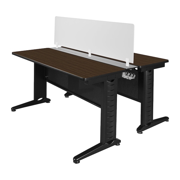 Regency Fusion 2 Person Bench Workstation W/ Privacy Panel, 48 in W X Wood, Metal, Neo Walnut - MFBPD4858NW