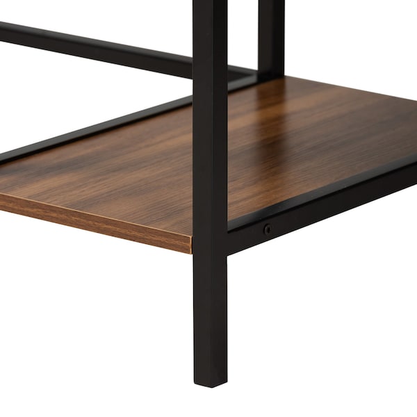 Baxton Studio 55.1" D X 66.1" W X Powder-Coated Metal/Particle Board, Walnut Brown/Black - 229-12496-ZORO