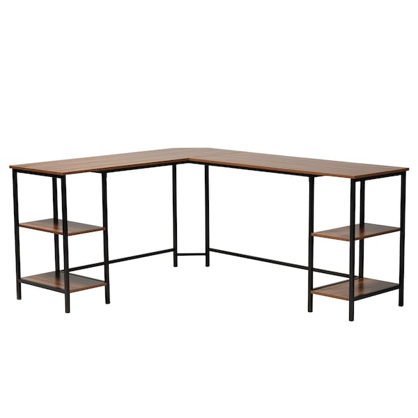Baxton Studio 55.1" D X 66.1" W X Powder-Coated Metal/Particle Board, Walnut Brown/Black - 229-12496-ZORO