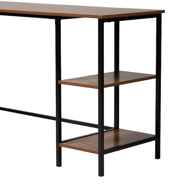 Baxton Studio 55.1" D X 66.1" W X Powder-Coated Metal/Particle Board, Walnut Brown/Black - 229-12496-ZORO
