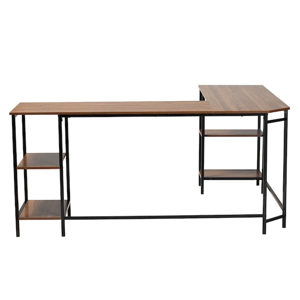 Baxton Studio 55.1" D X 66.1" W X Powder-Coated Metal/Particle Board, Walnut Brown/Black - 229-12496-ZORO