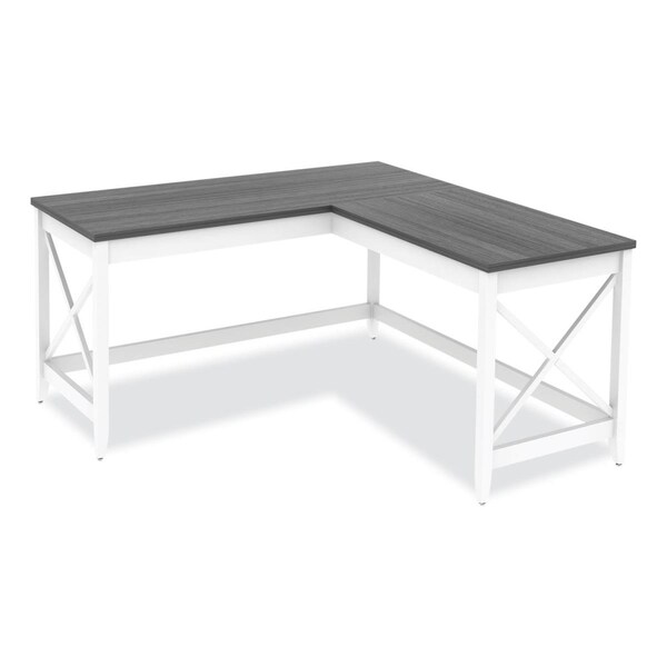 Kd Muebles De Dormitorio L-Shaped Farmhouse Desk - 59 x 59 x 29.53 in. - Gray & White - KD3761245
