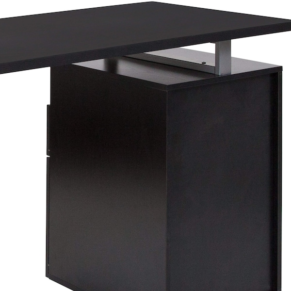 Flash Furniture Computer Desk Desk, 2 Drawers, Silver Metl Frame, Drk Ash, 23-1/2" D X 30-1/2" H, 47" W X Dark Ash - NAN-JN-2634-G-GG