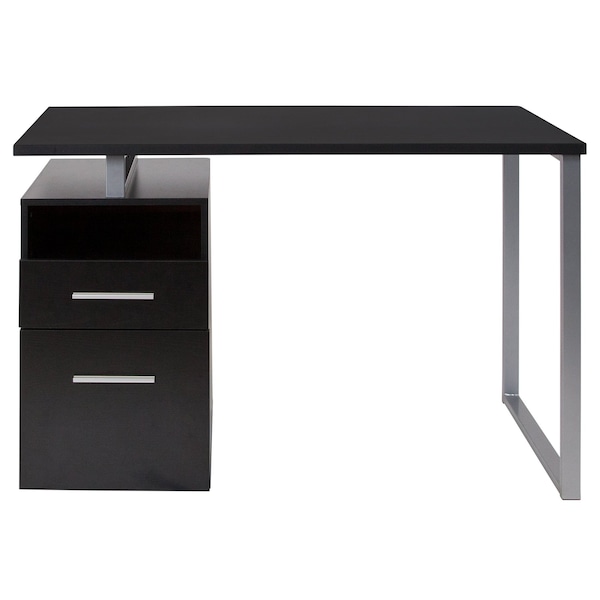 Flash Furniture Computer Desk Desk, 2 Drawers, Silver Metl Frame, Drk Ash, 23-1/2" D X 30-1/2" H, 47" W X Dark Ash - NAN-JN-2634-G-GG
