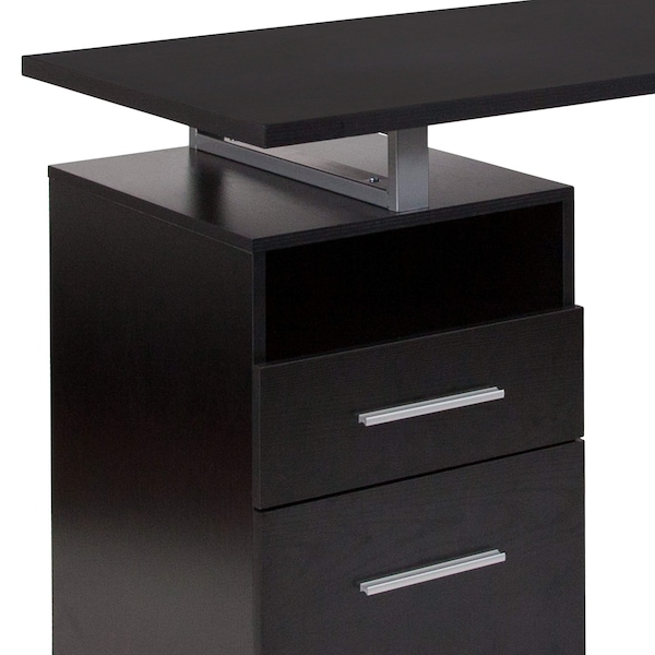 Flash Furniture Computer Desk Desk, 2 Drawers, Silver Metl Frame, Drk Ash, 23-1/2" D X 30-1/2" H, 47" W X Dark Ash - NAN-JN-2634-G-GG