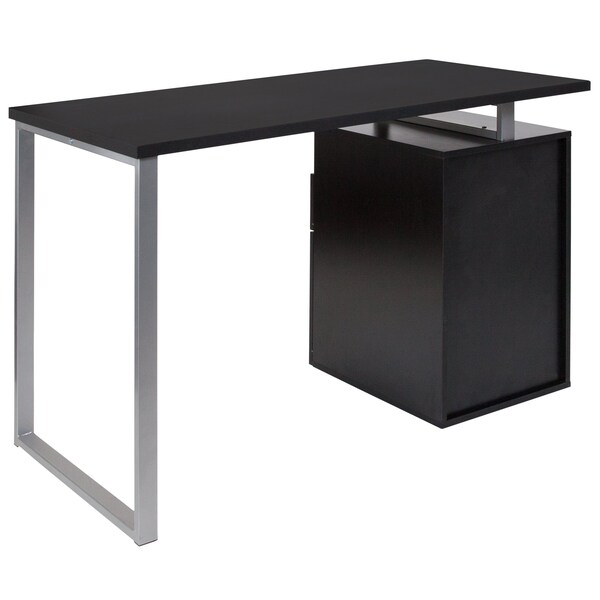 Flash Furniture Computer Desk Desk, 2 Drawers, Silver Metl Frame, Drk Ash, 23-1/2" D X 30-1/2" H, 47" W X Dark Ash - NAN-JN-2634-G-GG