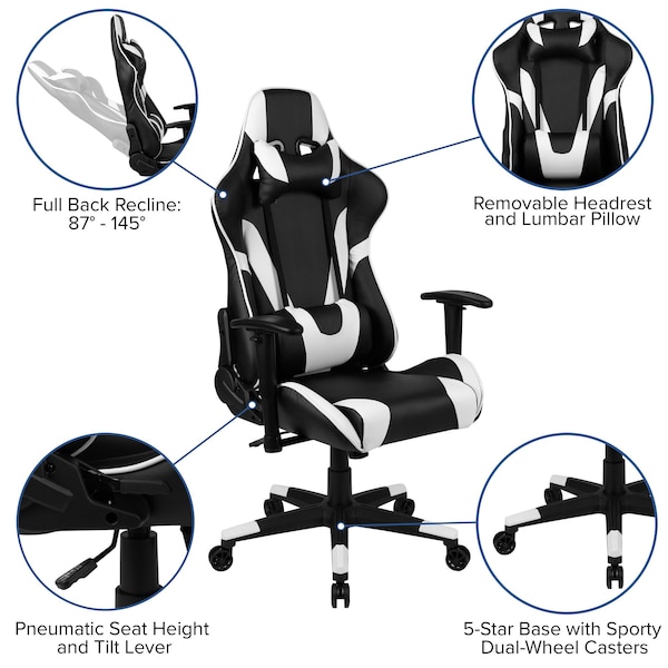 Flash Furniture Black Gaming Desk-Cup Holder/Reclining Chair Set - BLN-X20D1904-BK-GG