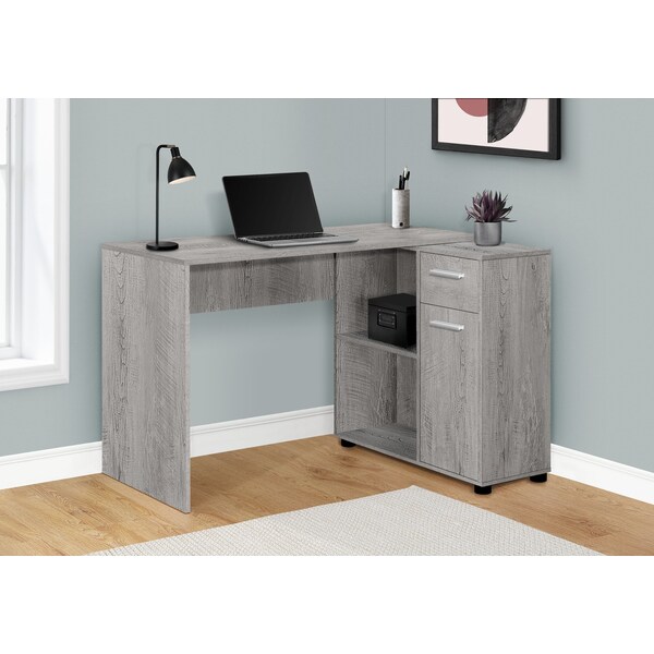 Monarch Specialties Computer Desk, Home Office, Corner, Storage Drawers, 46 in.L, L Shape, Work, Laptop, Grey Laminate - I 7346