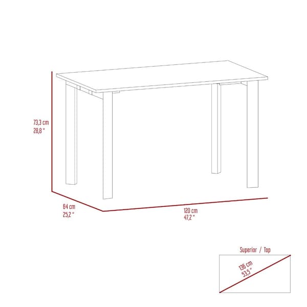 Tuhome 25.2 in. D X 28.8 in. H, 47.2 in. W X Laminate, Brown - ELG5966