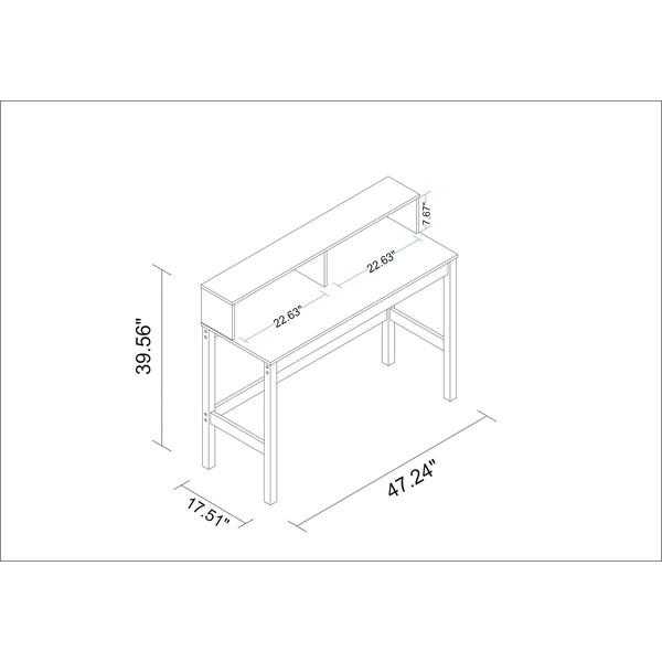 Manhattan Comfort Desk, 39.56 in H, 17.51 in W X White and Oak - 309AMC157