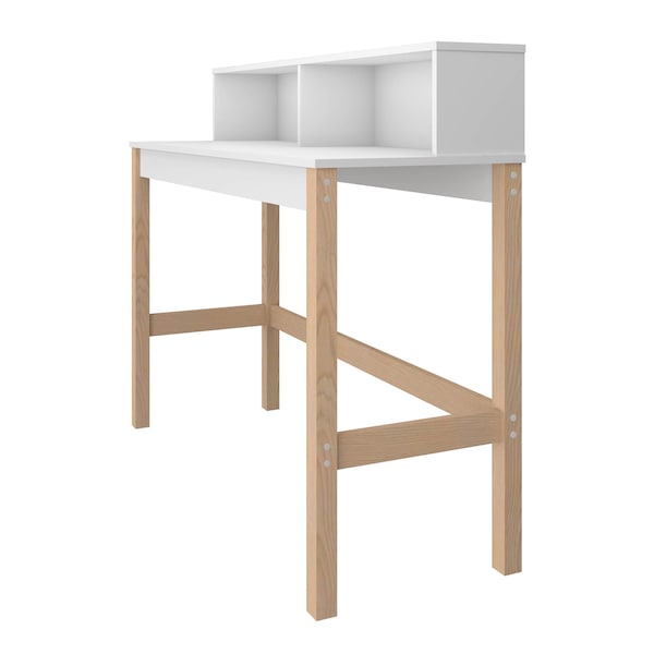 Manhattan Comfort Desk, 39.56 in H, 17.51 in W X White and Oak - 309AMC157