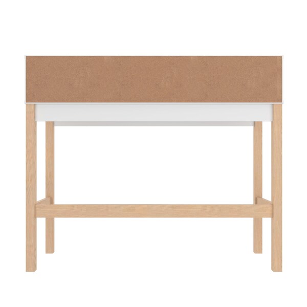 Manhattan Comfort Desk, 39.56 in H, 17.51 in W X White and Oak - 309AMC157