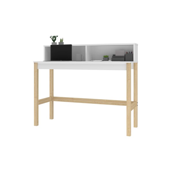 Manhattan Comfort Desk, 39.56 in H, 17.51 in W X White and Oak - 309AMC157
