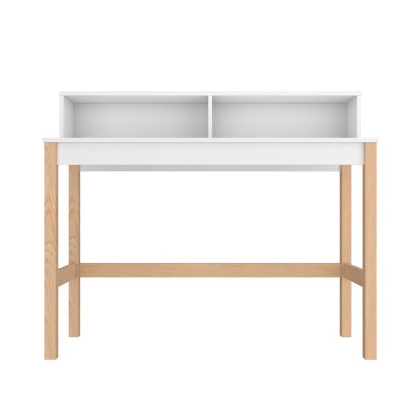 Manhattan Comfort Desk, 39.56 in H, 17.51 in W X White and Oak - 309AMC157