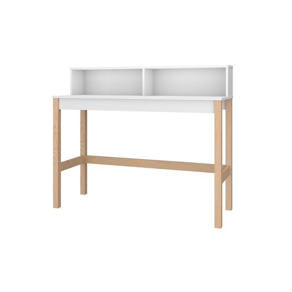 Manhattan Comfort Desk, 39.56 in H, 17.51 in W X White and Oak - 309AMC157