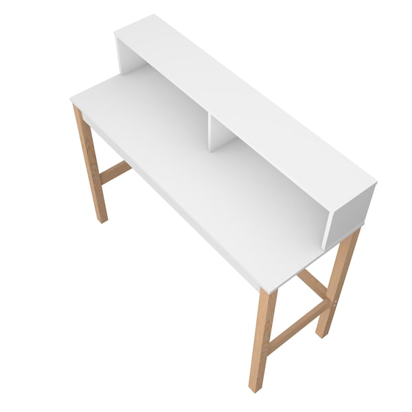 Manhattan Comfort Desk, 39.56 in H, 17.51 in W X White and Oak - 309AMC157