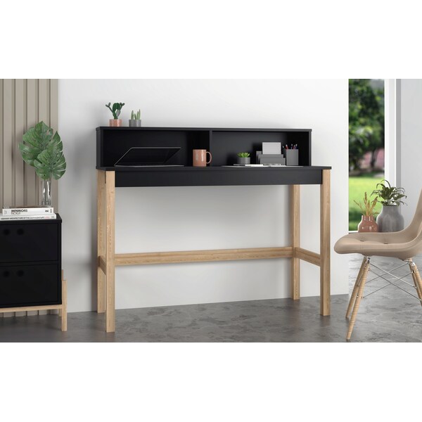 Manhattan Comfort Bowery Desk, Black and Oak - 309AMC182
