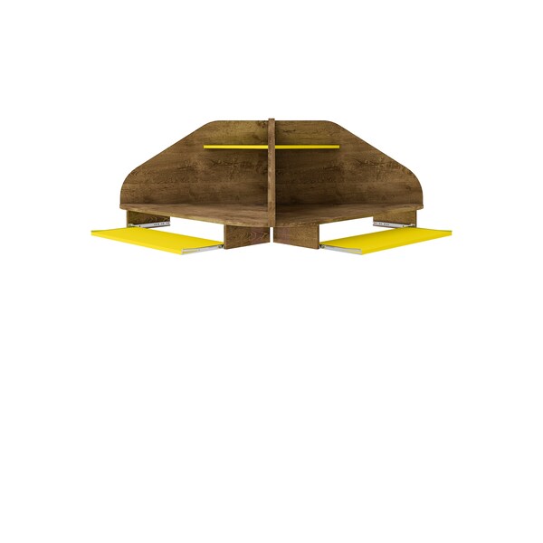 Manhattan Comfort Bradley Floating 2-Piece Cubicle Section Desk, Rustic Brown/Yellow - 1-229BMC94
