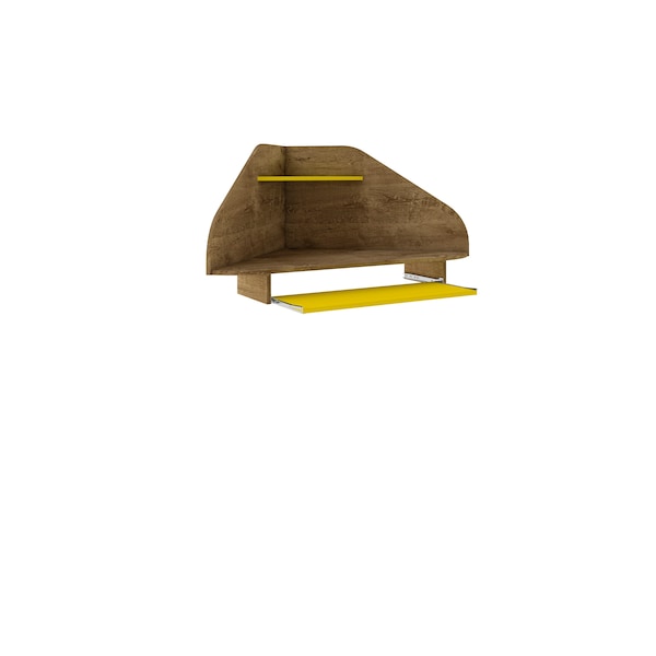Manhattan Comfort Bradley Floating 2-Piece Cubicle Section Desk, Rustic Brown/Yellow - 1-229BMC94