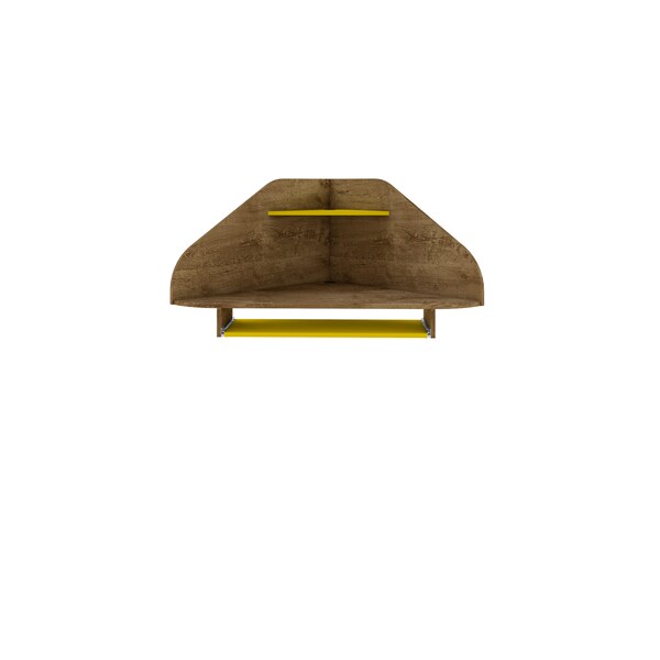 Manhattan Comfort Bradley Floating 2-Piece Cubicle Section Desk, Rustic Brown/Yellow - 1-229BMC94
