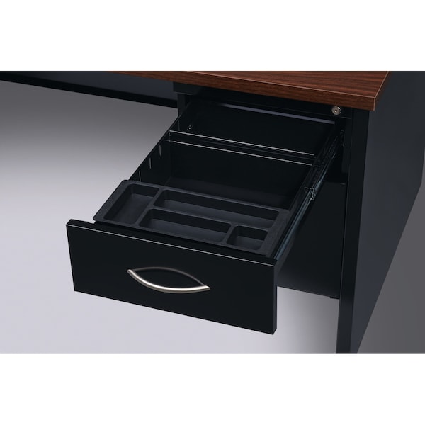 Hirsh Desk Pedestal, 30 in D X 29 1/2 in H, 48 in W X Steel, Black/Walnut - 20539