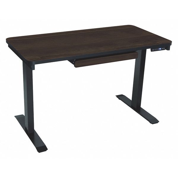 Motionwise Standing Desk, 24 in x48", Adjust Height 28" to 48", Walnut Top, Black Frame - SDG48A