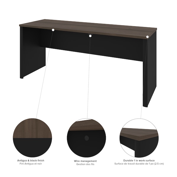 Bestar Connexion Height Adjustable L-Desk with Hutch, Antigua/Black - 93886-000052