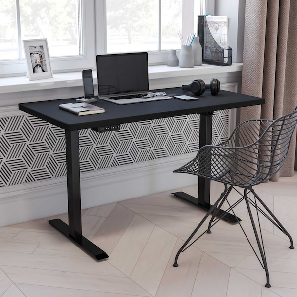 Flash Furniture Electric Adjustable Standing Desk, 48"Wx24"D, Black - NAN-TG-2046-BK-GG