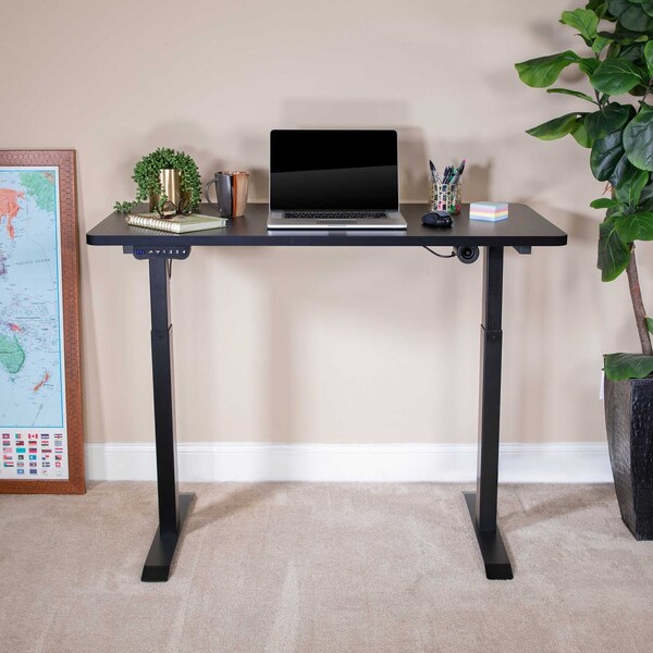 Flash Furniture Electric Adjustable Standing Desk, 48"Wx24"D, Black - NAN-TG-2046-BK-GG