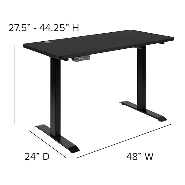 Flash Furniture Electric Adjustable Standing Desk, 48"Wx24"D, Black - NAN-TG-2046-BK-GG