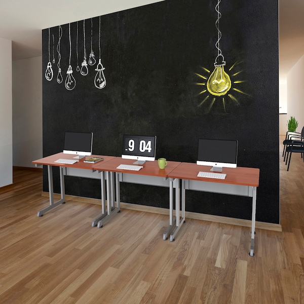 Linea Italia Computer Desk for Small Spaces, 36 inW x 24 inD x 30 inH, Gray/Cherry - ZUC139