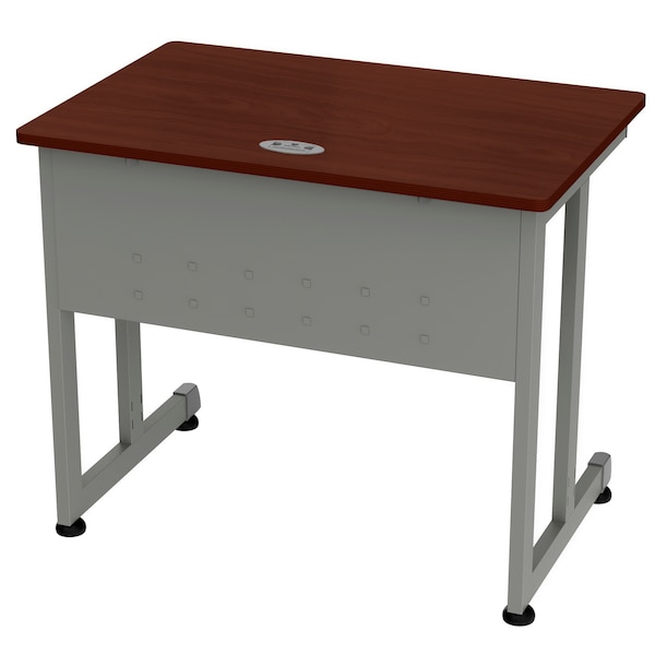 Linea Italia Computer Desk for Small Spaces, 36 inW x 24 inD x 30 inH, Gray/Cherry - ZUC139