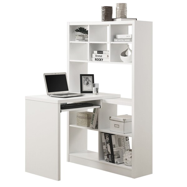 Monarch Specialties Computer Desk, Home Office, Bookcase, Corner, L Shape, Work, Laptop, Laminate, White - I 7022